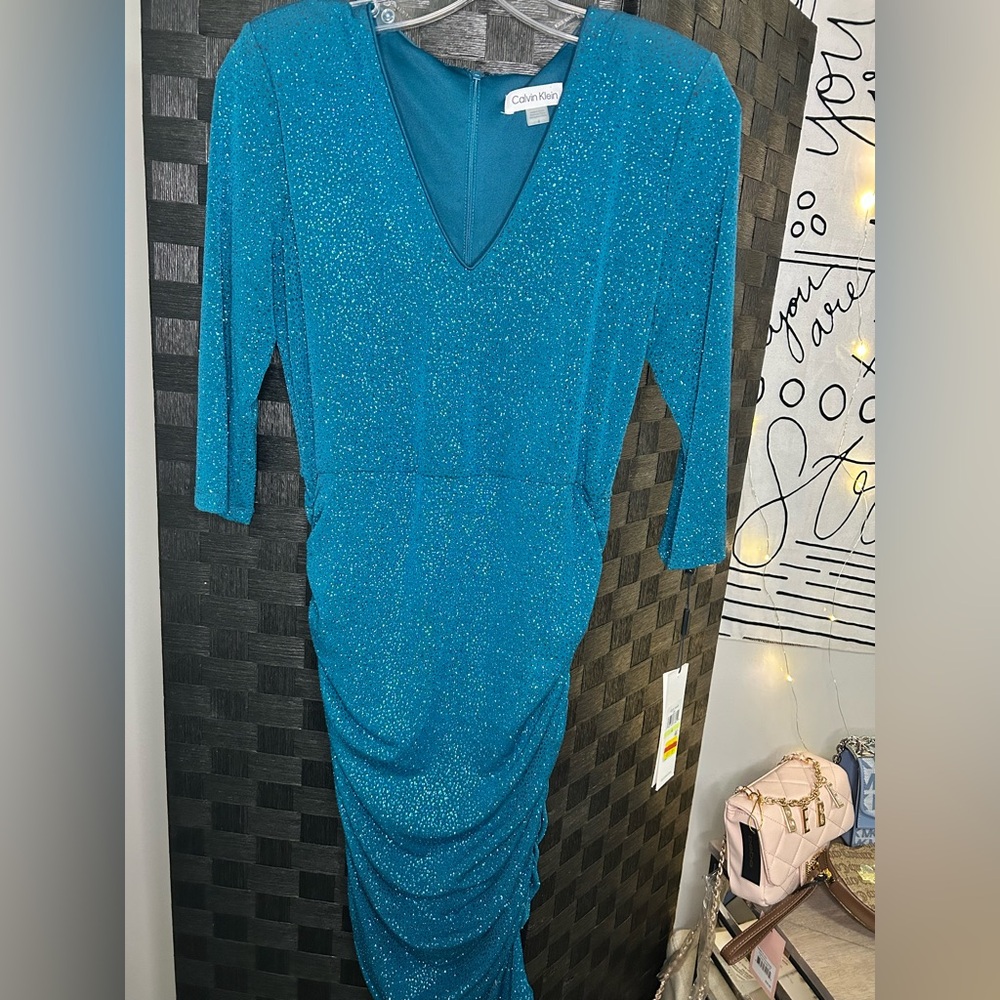 Calvin Klein Teal Sparkle Dress